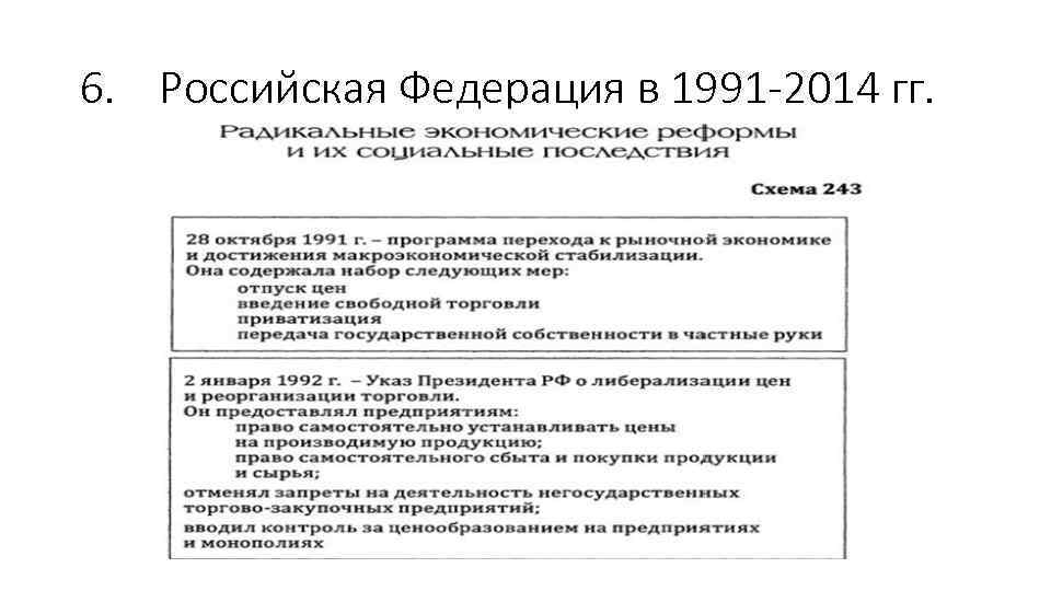 6. Российская Федерация в 1991 -2014 гг. 