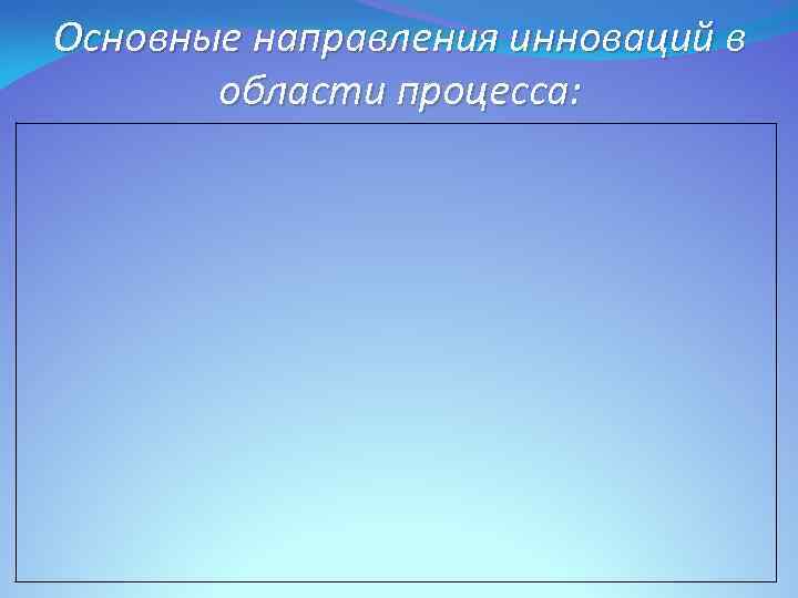 Основные направления инноваций в области процесса: 