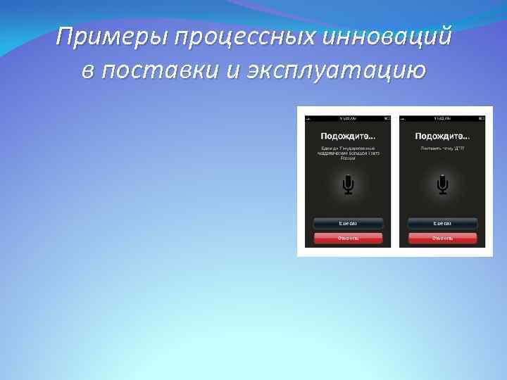 Примеры процессных инноваций в поставки и эксплуатацию 