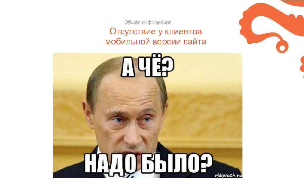 Общая информация Отсутствие у клиентов мобильной версии сайта 