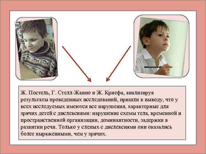 Ж. Постель, Г. Стелл-Жанно и Ж. Криефа, анализируя результаты проведенных исследований, пришли к выводу,