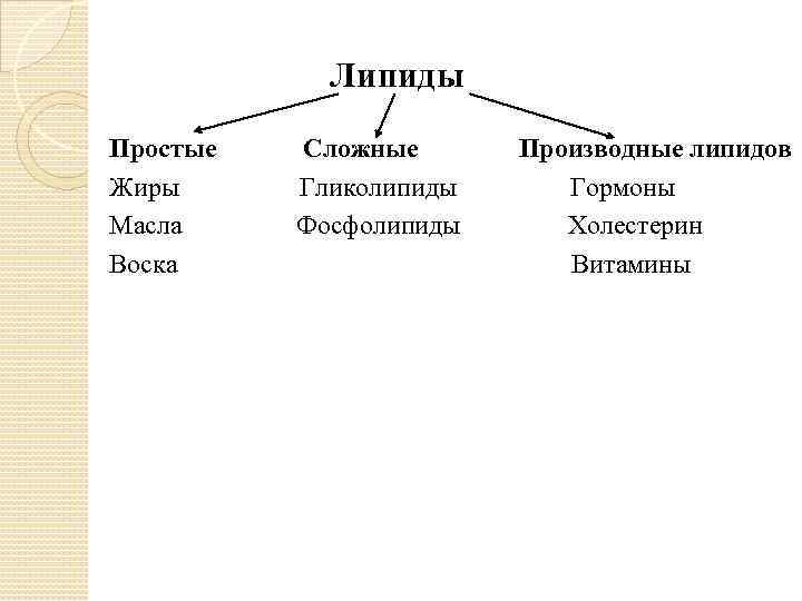 Классификация липидов схема