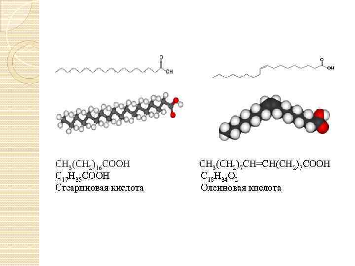 CH 3(CH 2)16 COOH СН 3(СН 2)7 СН=СН(СН 2)7 СООН С 17 Н