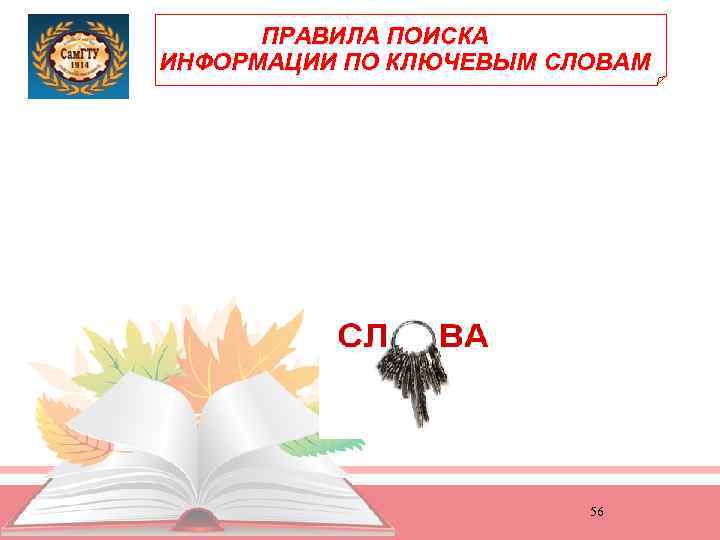 ПРАВИЛА ПОИСКА ИНФОРМАЦИИ ПО КЛЮЧЕВЫМ СЛОВАМ 56 