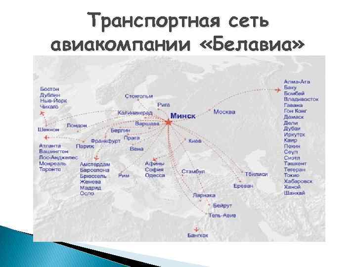 Транспортная сеть авиакомпании «Белавиа» 