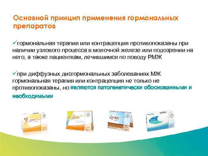 Специализированный семинар Основной принцип применения гормональных препаратов üгормональная терапия или контрацепция противопоказаны при наличии