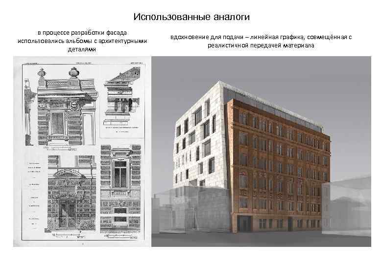 Использованные аналоги в процессе разработки фасада использовались альбомы с архитектурными деталями вдохновение для подачи