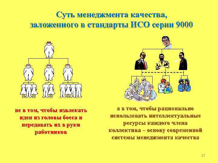 Суть менеджмента качества, заложенного в стандарты ИСО серии 9000 не в том, чтобы извлекать