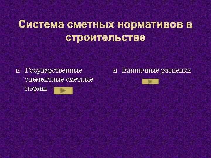 Система сметных нормативов в строительстве Государственные элементные сметные нормы Единичные расценки 