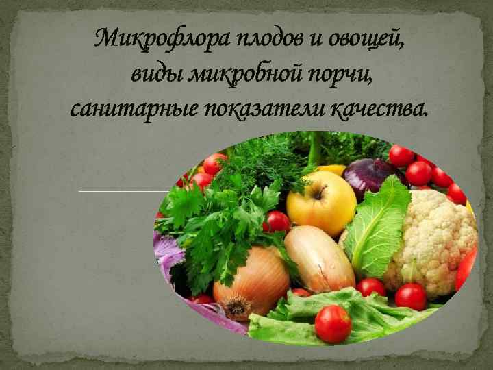 Микрофлора плодов и овощей, виды микробной порчи, санитарные показатели качества. 