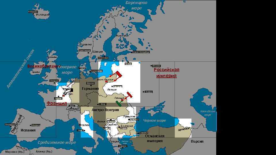 Баренцево море Рейкьявик Исландия Финляндия Норвегия ич ес ки й ок еа н Христиания