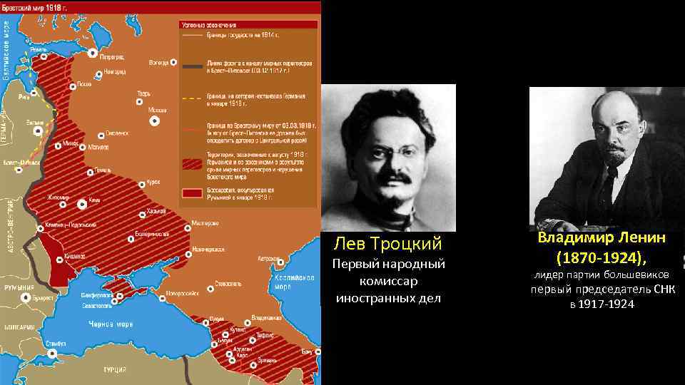 Лев Троцкий Первый народный комиссар иностранных дел Владимир Ленин (1870 -1924), лидер партии большевиков