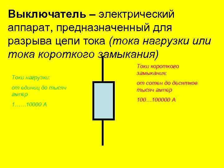 Выключатель – электрический аппарат, предназначенный для разрыва цепи тока (тока нагрузки или тока короткого