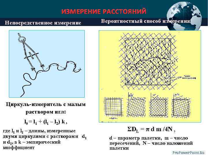 ИЗМЕРЕНИЕ РАССТОЯНИЙ Непосредственное измерение Вероятностный способ измерения Циркуль-измеритель с малым раствором игл: l 0