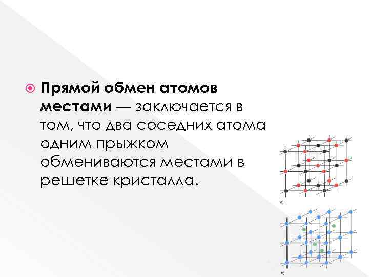  Прямой обмен атомов местами — заключается в том, что два соседних атома одним