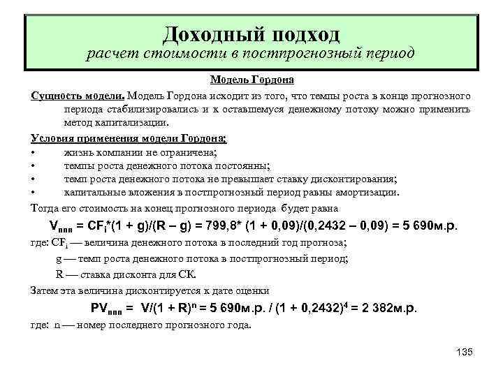 Метод расчета стоимости