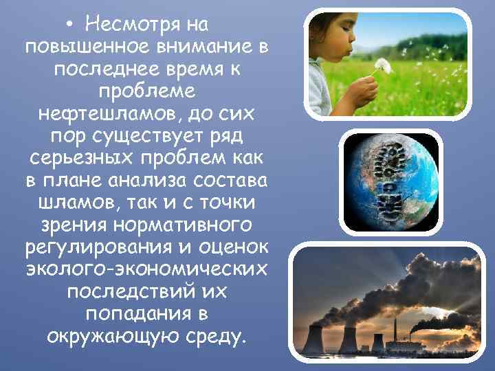  • Несмотря на повышенное внимание в последнее время к проблеме нефтешламов, до сих