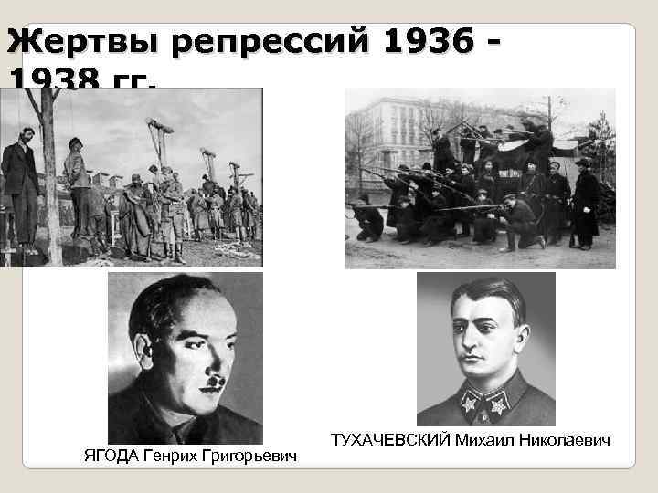 Жертвы репрессий 1936 1938 гг. ЯГОДА Генрих Григорьевич ТУХАЧЕВСКИЙ Михаил Николаевич 