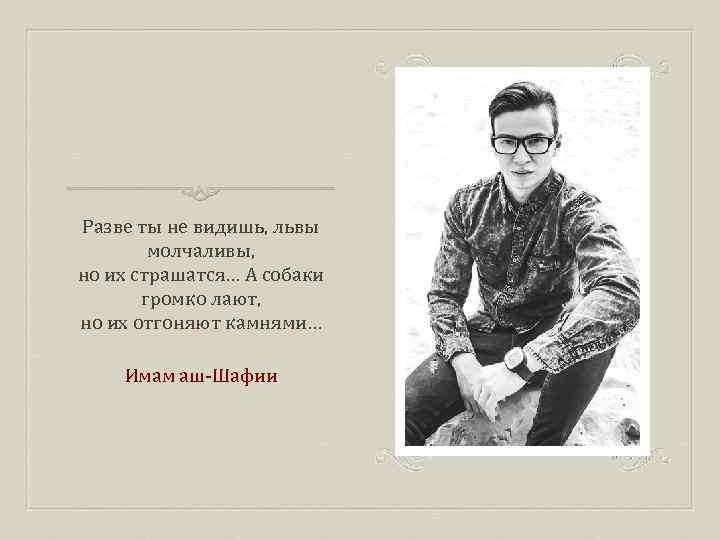 Разве ты не видишь, львы молчаливы, но их страшатся… А собаки громко лают, но