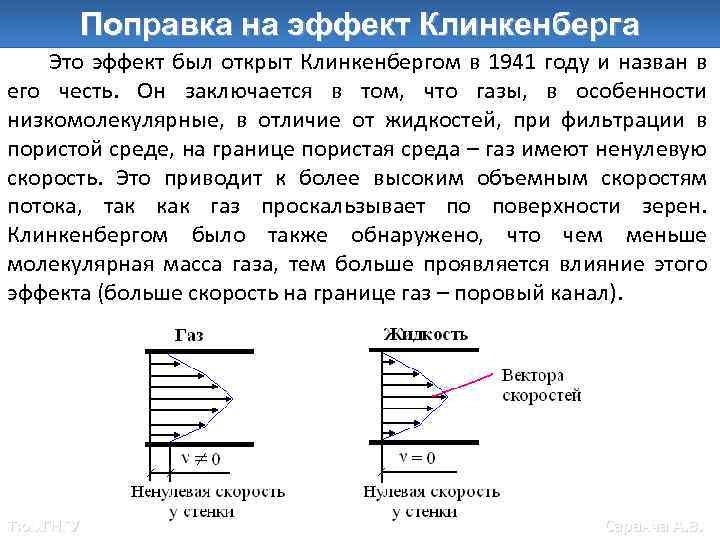 Поправка на эффект Клинкенберга Это эффект был открыт Клинкенбергом в 1941 году и назван