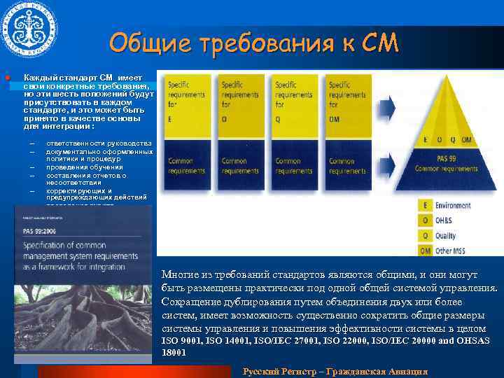 Общие требования к СМ l Каждый стандарт СМ имеет свои конкретные требования, но эти