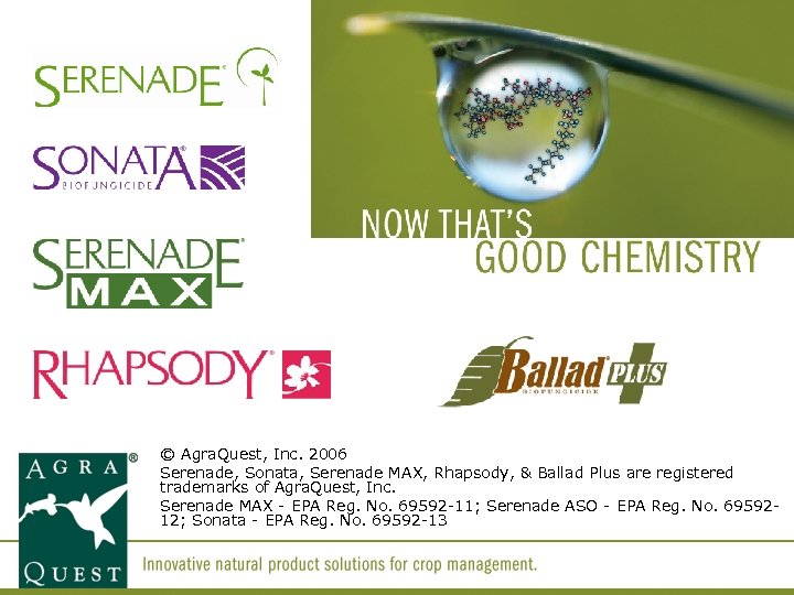 © Agra. Quest, Inc. 2006 Serenade, Sonata, Serenade MAX, Rhapsody, & Ballad Plus are