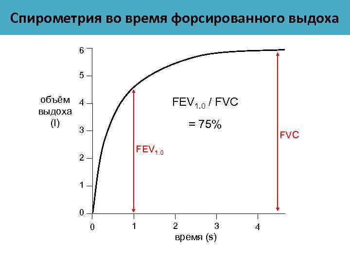 Спирометрия во время форсированного выдоха 6 5 объём 4 выдоха (l) FEV 1. 0