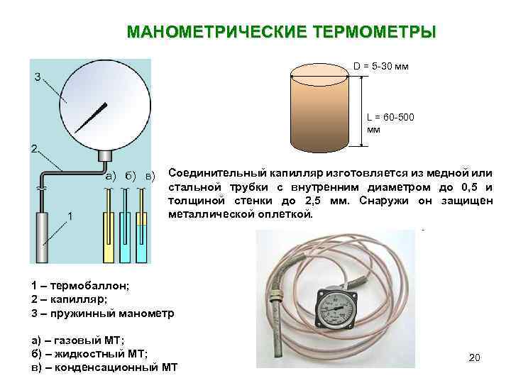 Схема манометрического термометра