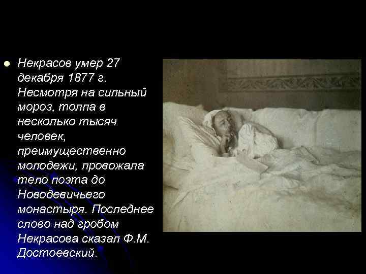 Причины и обстоятельства смерти. Смерть Николая Некрасова.