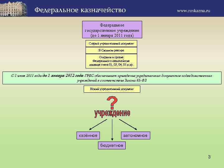 Федеральное государственное учреждение (до 1 января 2011 года) Старый учредительный документ В Сводном реестре