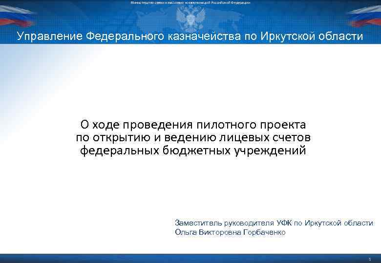 Министерство связи и массовых коммуникаций Российской Федерации Управление Федерального казначейства по Иркутской области О
