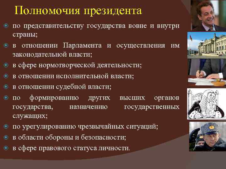 3 полномочия президента. Полномочия президента внутри государства. Полномочия президента Германии. Полномочия президента РФ В судебной власти. Полномочия президента Франции.