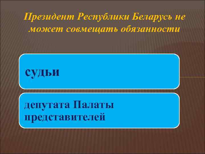 Президент Республики Беларусь не может совмещать обязанности судьи депутата Палаты представителей 