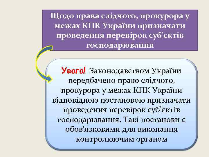 Щодо права слідчого, прокурора у межах КПК України призначати проведення перевірок суб'єктів господарювання Увага!