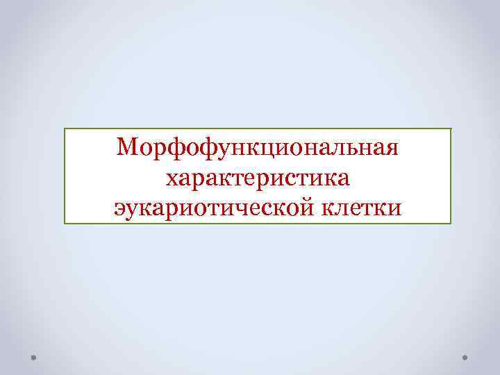 Морфофункциональная характеристика эукариотической клетки 