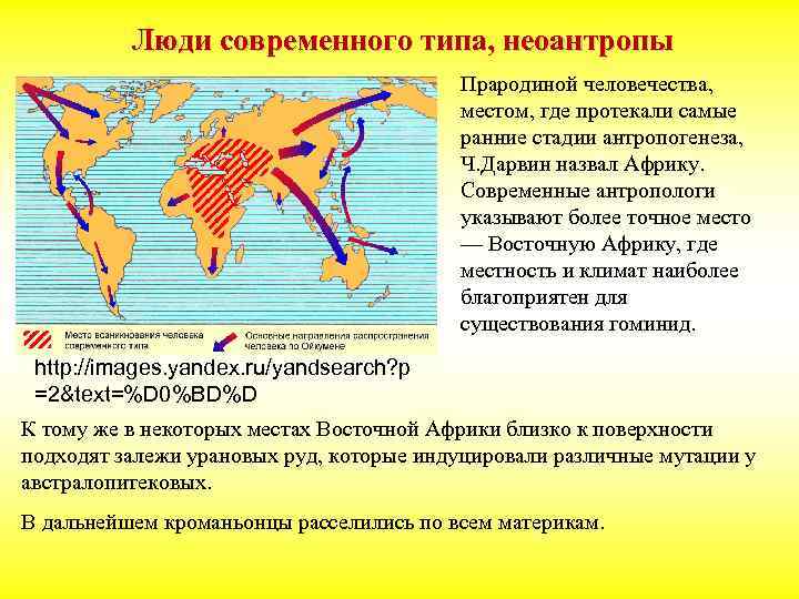 Люди современного типа, неоантропы Прародиной человечества, местом, где протекали самые ранние стадии антропогенеза, Ч.