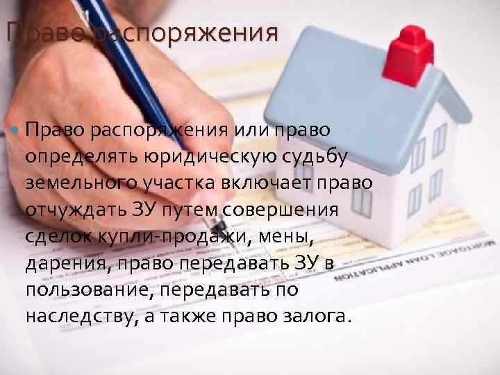 Право распоряжения или право определять юридическую судьбу земельного участка включает право отчуждать ЗУ путем