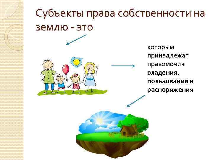 Субъекты права собственности на землю - это которым принадлежат правомочия владения, пользования и распоряжения