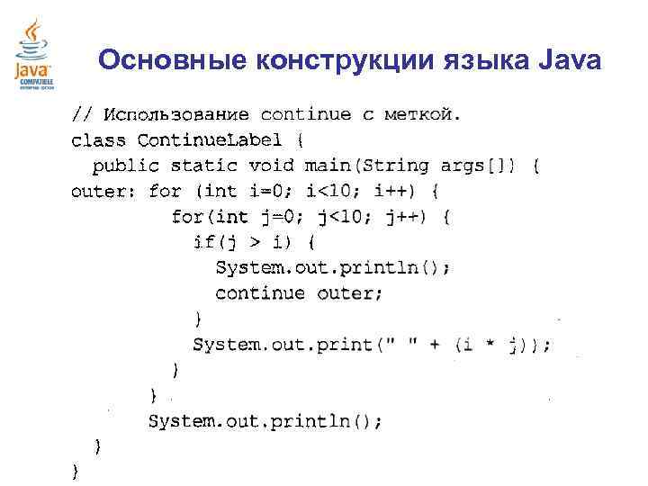 Основные конструкции языка Java 