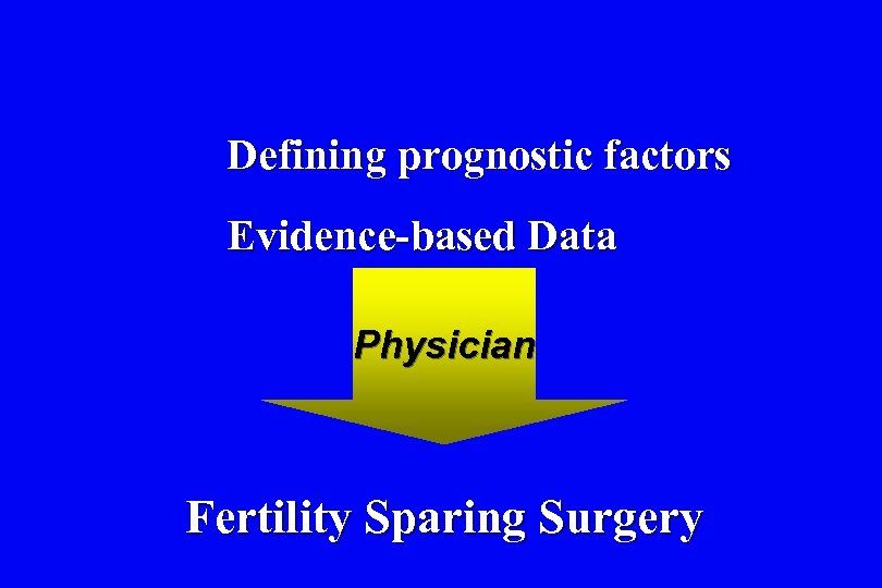 Defining prognostic factors Evidence-based Data Physician Fertility Sparing Surgery 