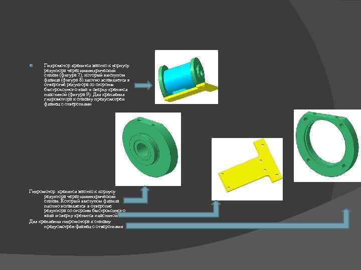  Гидромотор крепится жестко к корпусу редуктора через цилиндрический стакан (фигура 7), который выступом