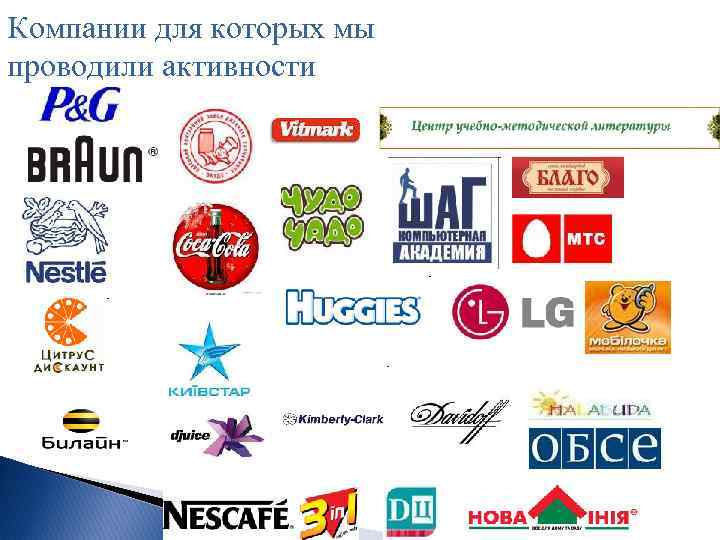 Компании для которых мы проводили активности 