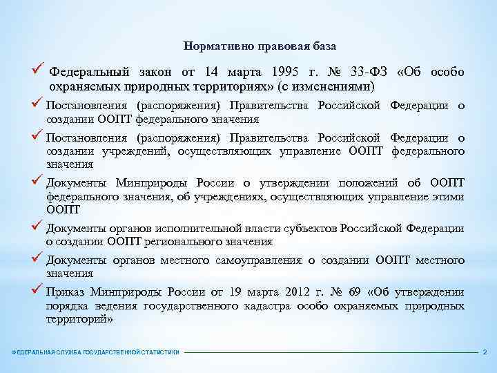 Нормативно правовая база ü Федеральный закон от 14 марта 1995 г. № 33 ФЗ