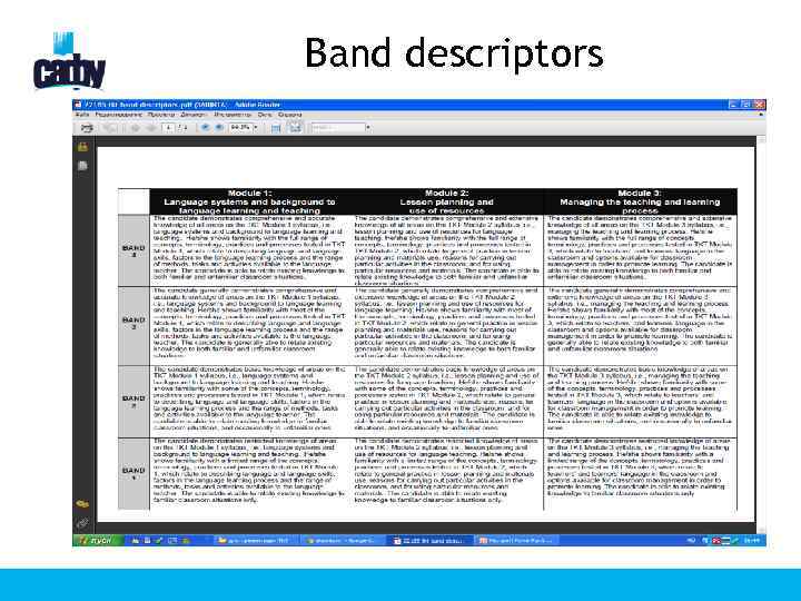 Band descriptors 