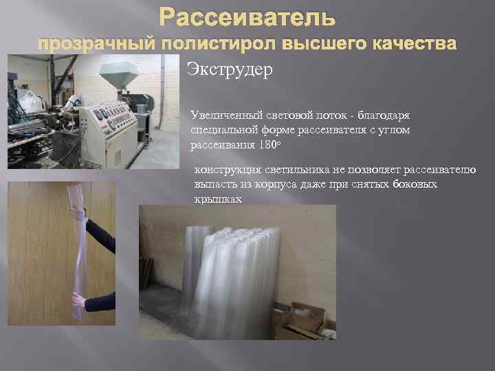 Рассеиватель прозрачный полистирол высшего качества Экструдер Увеличенный световой поток - благодаря специальной форме рассеивателя