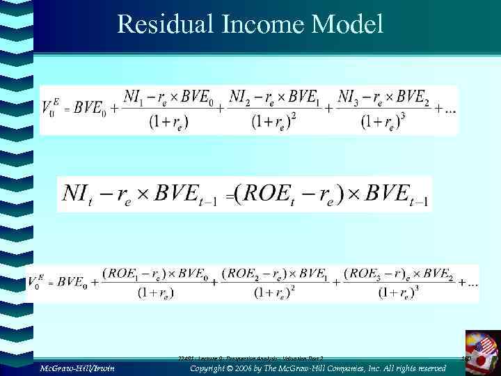 Residual Income Model 22491 - Lecture 9 - Prospective Analysis - Valuation Part 2