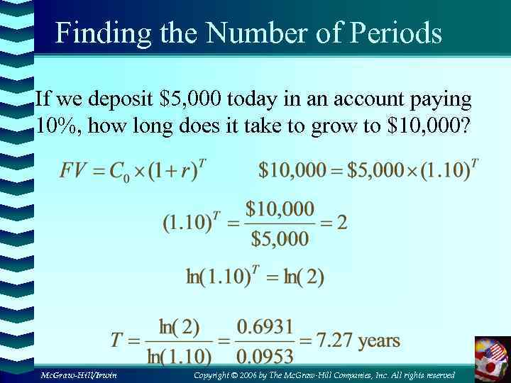 Finding the Number of Periods If we deposit $5, 000 today in an account