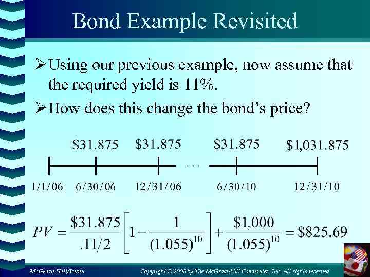 Bond Example Revisited Ø Using our previous example, now assume that the required yield