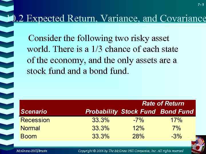 7 - 5 10. 2 Expected Return, Variance, and Covariance Consider the following two