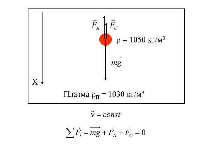 ρ = 1050 кг/м 3 Х Плазма ρП = 1030 кг/м 3 